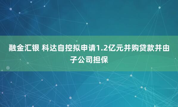 融金汇银 科达自控拟申请1.2亿元并购贷款并由子公司担保